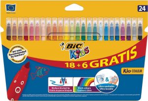 Bic Kids viltstiften Kid Couleur, ophangdoosje met 18 + 6 gratis