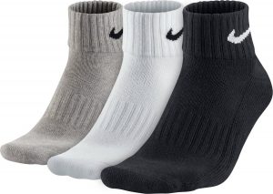 Nike Value Cotton Cushion Quarter Sportsokken - Maat 46 - Unisex - zwart/wit/grijs Maat 46-50