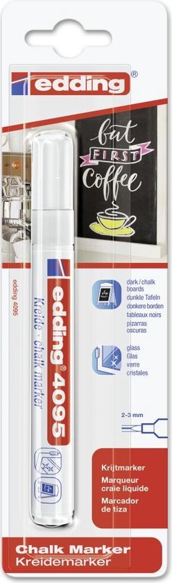 Krijtstift edding 4095 rond wit 2-3mm blister