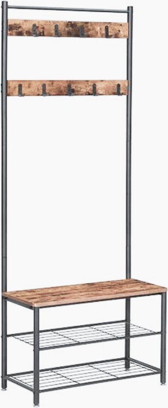 Maxenza Home Kapstok met Schoenenrek en Plank - Staande Garderobe in IndustriÃ«le Stijl