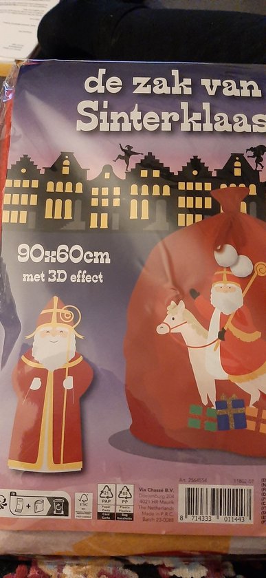 Viltzak - De zak van Sinterklaas/ 90x60 cm met 3D effect