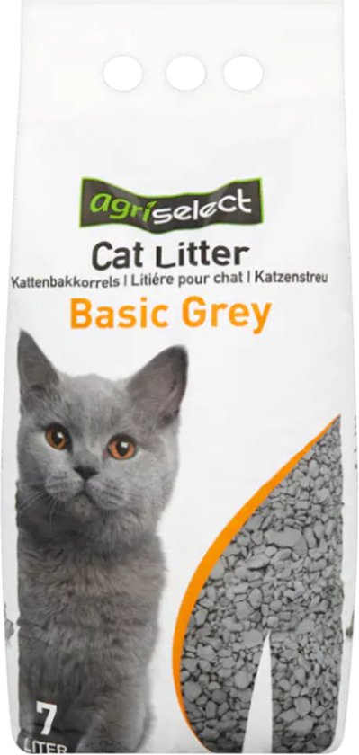Agriselect - Kattenb. korrels grey - 7 LITER