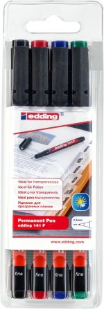 Edding - Permanent Pen - 141F - Set van 4 Assorti - 0.6 mm punt