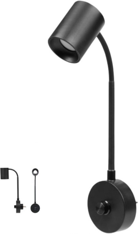 Maxenza Home LED Warm Licht - Plug-in - Leeslamp - Stekkerlamp - Nachtlamp - Dimbaar - Flexibele Hals - 3W - 200 Lumen - Zwart