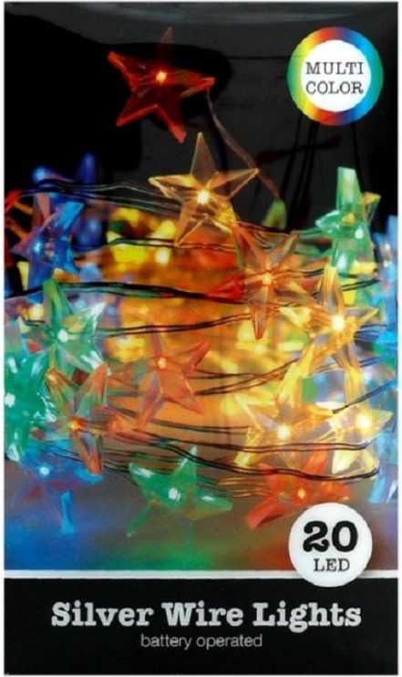 20 LED Multi color Silver ster