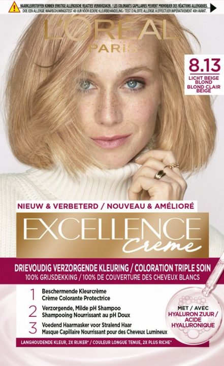 L'Oréal Paris Excellence Crème Licht Beige Blond 8.13 - Permanente Haarkleuring