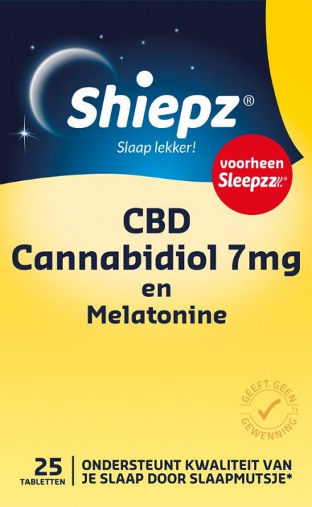 Shiepz CBD Cannabidiol 7mg en Melatonine - Slaapmutsje ondersteunt de kwaliteit van je slaap* - 25 tabletten