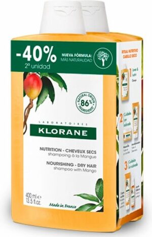 Klorane Al Mango Nourishing Shampoo For Dry Hair Duo 2 X 400 Ml