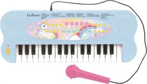 Lexibook Unicorn elektronisch keyboard met microfoon, piano met 32 toetsen, 22 demo-songs, op batterijen werkt, blauw/ roze