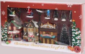 Kerstdorp met verlichting