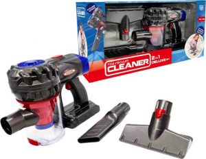 Cleaner 2-in-1 Deluxe Speelgoedstofzuiger heeft een echte zuigwerking en komt met verschillende opzetstukken