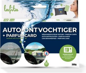 Lafita Auto Vochtvanger - 400 gram - herbruikbare vochtvreter - bevat 1 parfumkaart bloemig & fruitig
