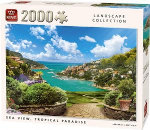 King Puzzel 2000 Stukjes (96 x 68 cm) - Tropische Sea View - Legpuzzel Landschap - Licht groen