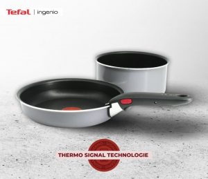 Tefal Ingenio Easy Cookâ€™N Clean 3-delig Hoogwaardig Alluminium Pannenset - Braadpan 22 cm + Steelpan 18 cm Inclusief Ingenio Hangreep