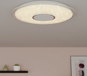 INSPIRE - Plafondlamp VIZZINI - Ã˜56 cm - GeÃ¯ntegreerde LED - 3800 Lm - 24 W - Dimbaar - Kunststof en metaal - Wit - Infrarood afstandsbediening