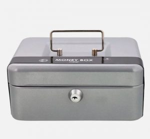 Geldkist - Grijs - sleutel slot - Kassa - 20 x 16 x 9cm