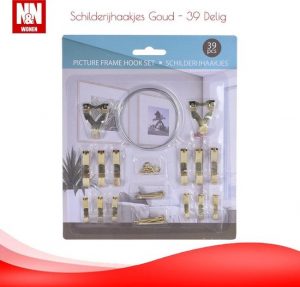 N&N Wonen Schilderijhaakjes Goud – 39 Delig