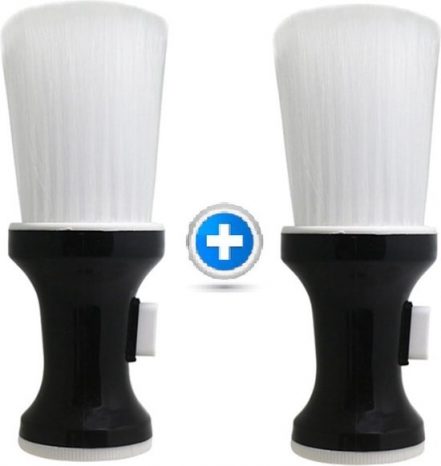 Maxenza Nekborstel - Nekkwast - Kappersborstel Hoog Kwaliteit - Professionele Barber Brush - 2 Stuks - Wit