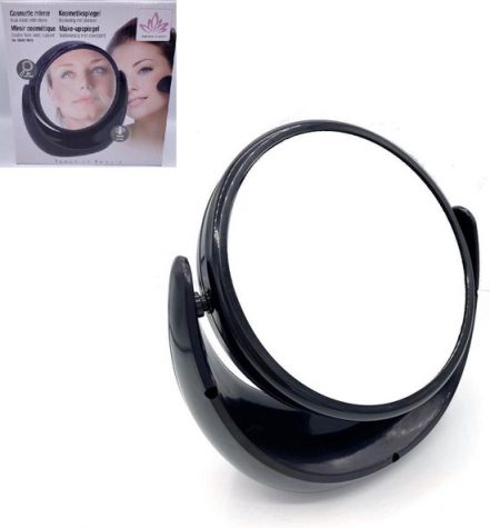 3x Vergrotende Make-up Spiegel Zwart - 18x8x19CM - Dubbelzijdig Met Standaard -