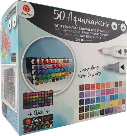 Decotime Aquamarkers 50 stuks - 50 Twinmarkers  - 50 Waterverstiften - Professionle stiften - With New Clors - Professionele Twinmarkers 50 Pieces - Kleuren op nummer - Handlettering - Kleuren - Stiften - Kleurstiften