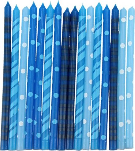 Blauwe Verjaardag Kaarsjes voor op de Taart 13x6x2 cm - 16 stuks