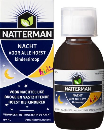Natterman Nacht Voor Alle Hoest Kindersiroop - Voor nachtelijke droge en vastzittende hoest bij kinderen - Vermindert het hoesten in de nacht - Hoestdrank - Vanaf 1 jaar - Medisch hulpmiddel - 150 ml
