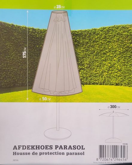 Parasolhoes 50x175 cm - Luxe afdekhoes voor parasol - donkergroen Peva kunststof- geschikt voor parasols met een diameter van 300 cm
