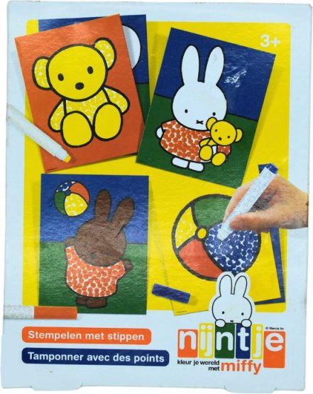 Nijntje Stempelen Met Stippen - Stempelset Bestaand uit 6 Kleurkaarten en 3 Markeerstiften - Kindveilig