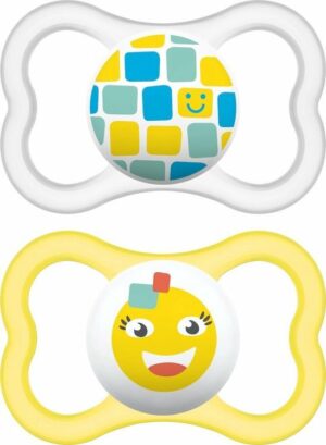 MAM Air- Fopspenen - Geel / Blauw - Silicone - BPA vrij - 16+ maanden - Set van 2