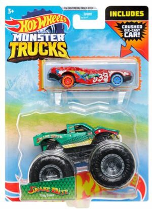 Hot Wheels Monster Trucks 1:64 Scale Snake Bite, Includes Hot Wheels Die Cast