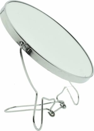 Chroom Verzilverde Make-upspiegel Rond Op Standaard - 7 cm