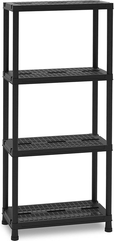 Toomax Kunststof opbergrek 4 planken 60 x 30 x 138 cm - zwart - Monteren zonder schroeven