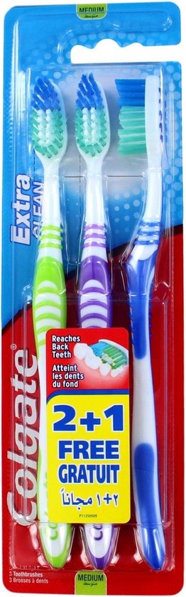 Colgate Extra Clean Medium Tandenborstels 3 Stuks