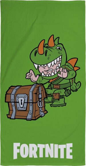 Fortnite Strandlaken Rex - 70x140 - 100% Katoen - Groen - Dekbedovertrek kinderen