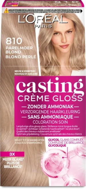 L'Oréal Paris Casting Crème Gloss Parelmoer Blond 810 - Semi-permanente Haarkleuring Zonder Ammoniak