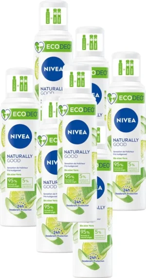NIVEA Ecodeo Naturally Good Deodorant Spray - Met Aloë Vera - Beschermt 24 uur - 6 x 125 ml - Voordeelverpakking