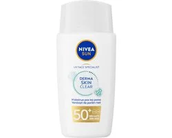 NIVEA SUN UV Face Derma Skin Clear Ultralichte Zonnebrand Gezicht - SPF 50+ - Voor de onzuivere huid - Zonnecrème met Niacinamide - Voorkomt Puistjes en Acne - Trekt Snel In - 40ml