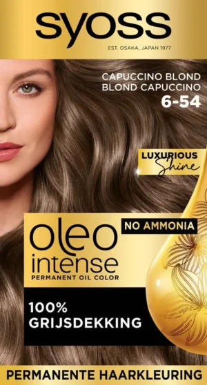 SYOSS Oleo Intense 6-54 - Haarverf - Permanente Haarkleuring - Capuccino Blond - Langdurige Kleur - Professionele Grijsdekking - Zonder Ammoniak - 1 stuk