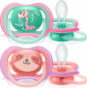 Philips Avent Ultra Air Fopspeen - Ouder dan 18 Maanden - 2 Speentjes - Roze/Groen Giraf/Panda - SCF349/12