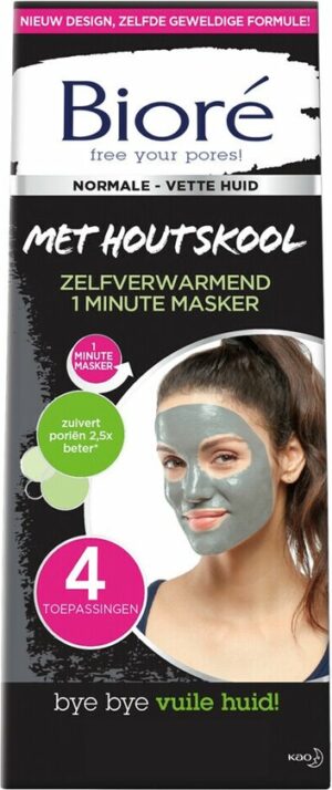 Biore 1 minuut masker met houtkool - 4 Maskers