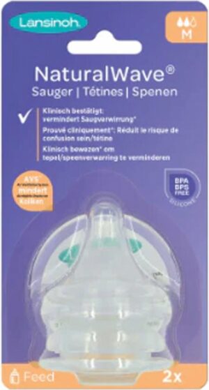 Lansinoh Natural Wave 2 Stuks Medium Speen 75950