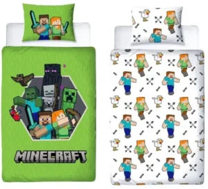 minecraft dekbedovertrek dubbelzijdig bedrukt - 1-persoons met kussensloop - 140 x 200 cm + 60 x 70 cm - 100% Polyester