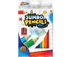 Jumbo Kleurpotloden - 6 kleuren - XXL kleurpotloden - inclusief puntenslijper