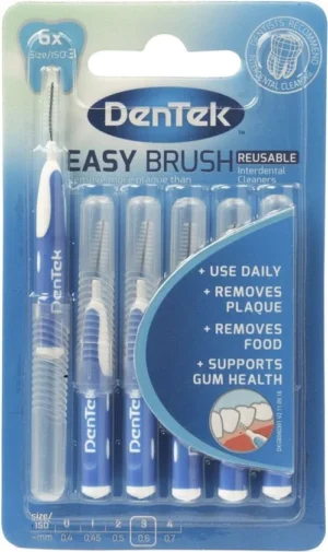 6 Dentek Herbruikbare Interdentale Ragers ISO 3 (0,6 mm) | Mintcoating | 6 Stuks | fluoride en antibacterieel | 6x tandenrager
