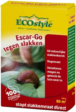 ECOstyle Escar-Go Bestrijdingsmiddel tegen Slakken - Regenvaste Slakkenkorrels - Stopt Slakkenvraat Direct - 80 m² - 200 GR