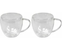 Set a 2 theeglazen of koffieglazen dubbelwandig Ø8x9cm