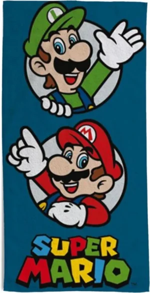 Super Mario Strandlaken - badstof, 100% katoen, 70 x 140 cm, licht, sneldrogend