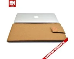 N&N Mobile 15,6 Laptop Vilten Soft Sleeve Beschermhoes Geschikt voor Apple Macbook Air/Pro - Cognac
