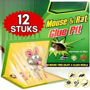 12 Stuks – Maxenza Lijmplanken – Lijmplaat Muizenval – Muizenvallen Voor Binnen – Voor Alle Ongediertebestrijding – 100% Pakkans
